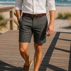 Banana Republic Men’s 34 Gray Linen Cotton Shorts 10" Inseam Summer Casual